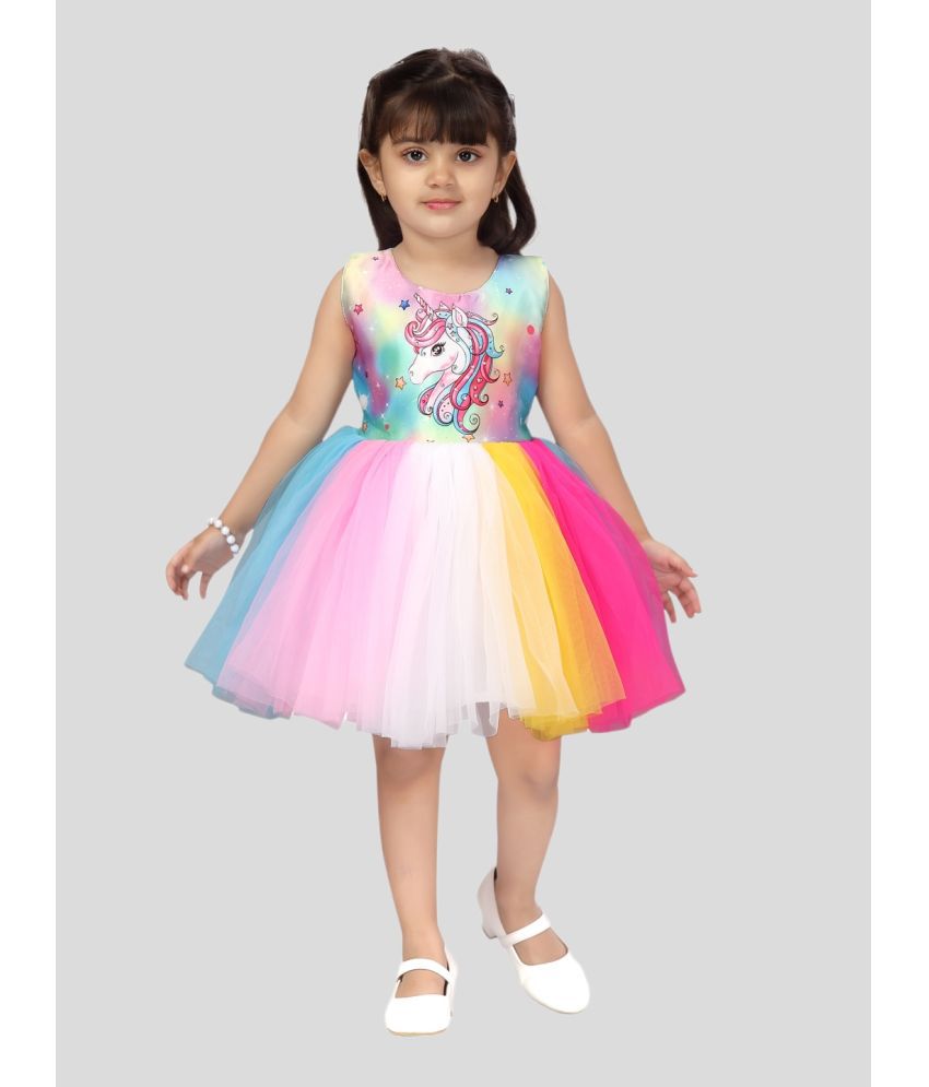     			Aarika Multicolor Net Girls Fit And Flare Dress ( Pack of 1 )