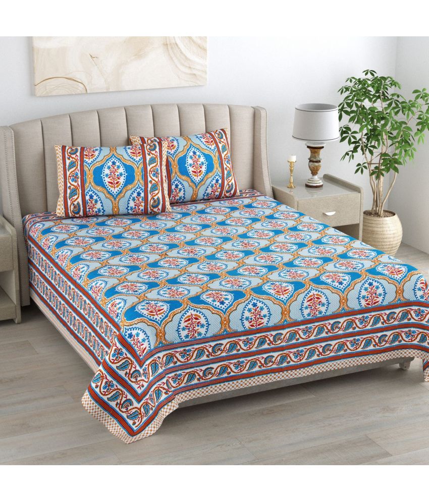     			Bombay Spreads Cotton King Size Bedsheet ( Turquoise )