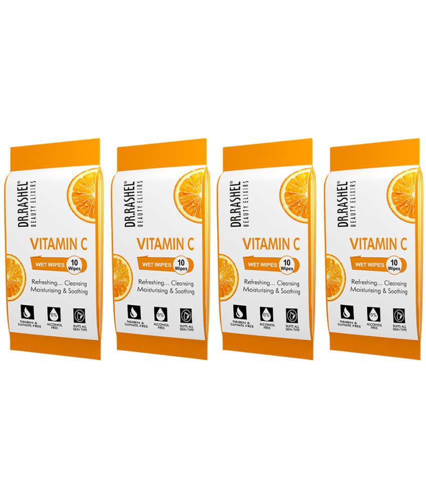     			DR.RASHEL  Vitamin C Dirt Remover  Facial Wipes Pack of 4  Wet Wipes ( 40 Pcs )