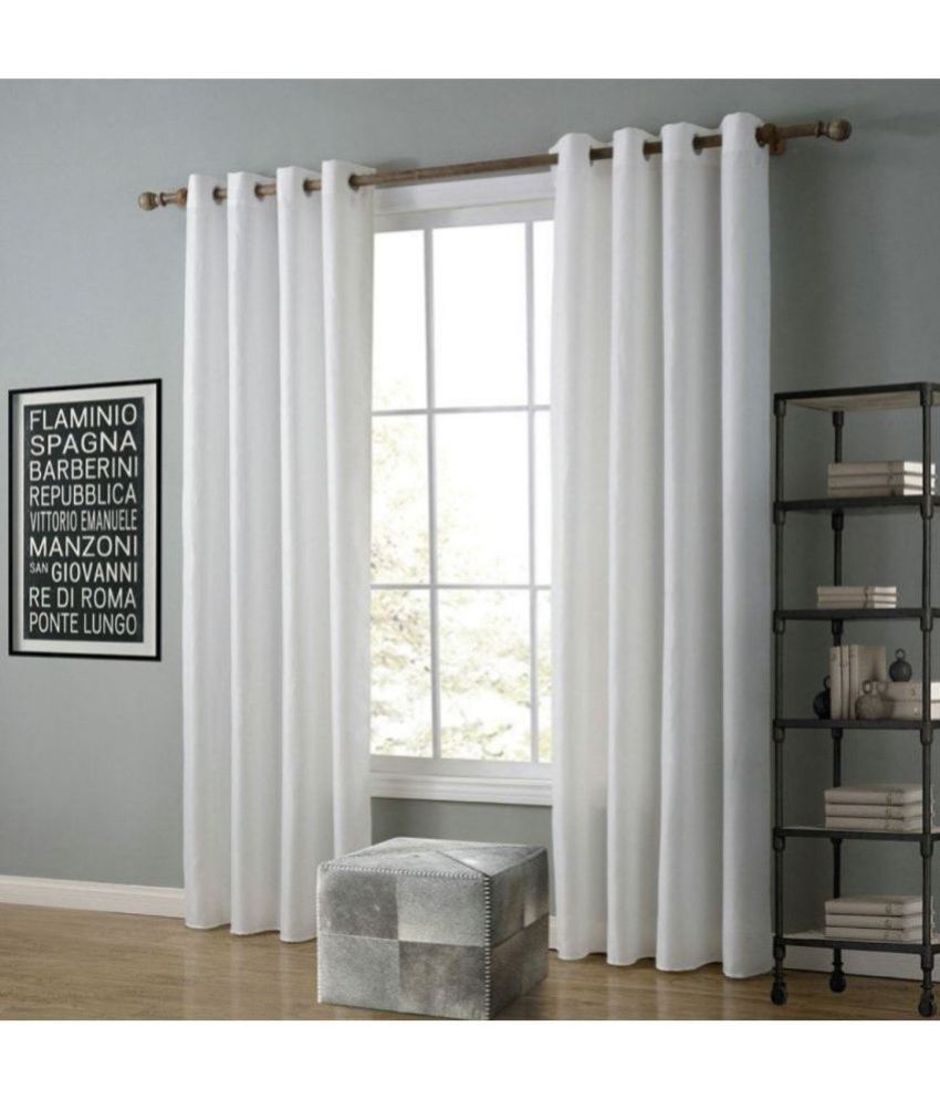     			Homefab India Solid Semi-Transparent Eyelet Curtain 7 ft ( Pack of 2 ) - White