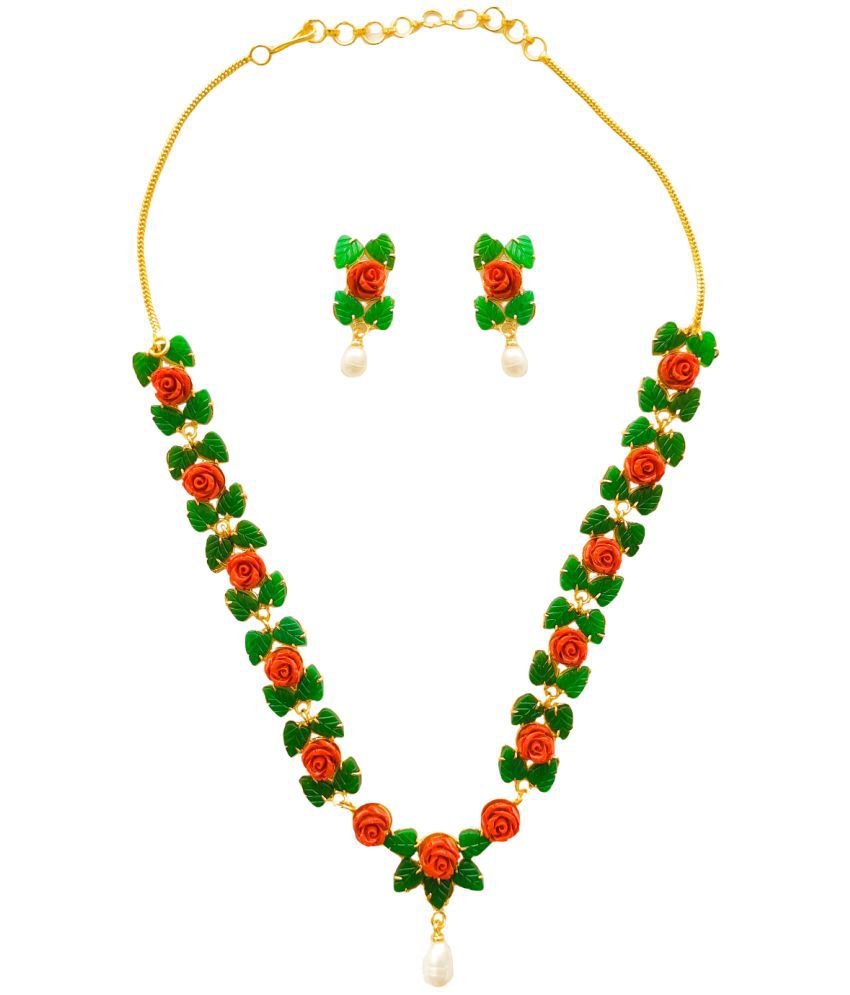     			KASHVI PEARLS AND JEWELLERS Multi Color Pearls Necklace Set ( Pack of 1 )