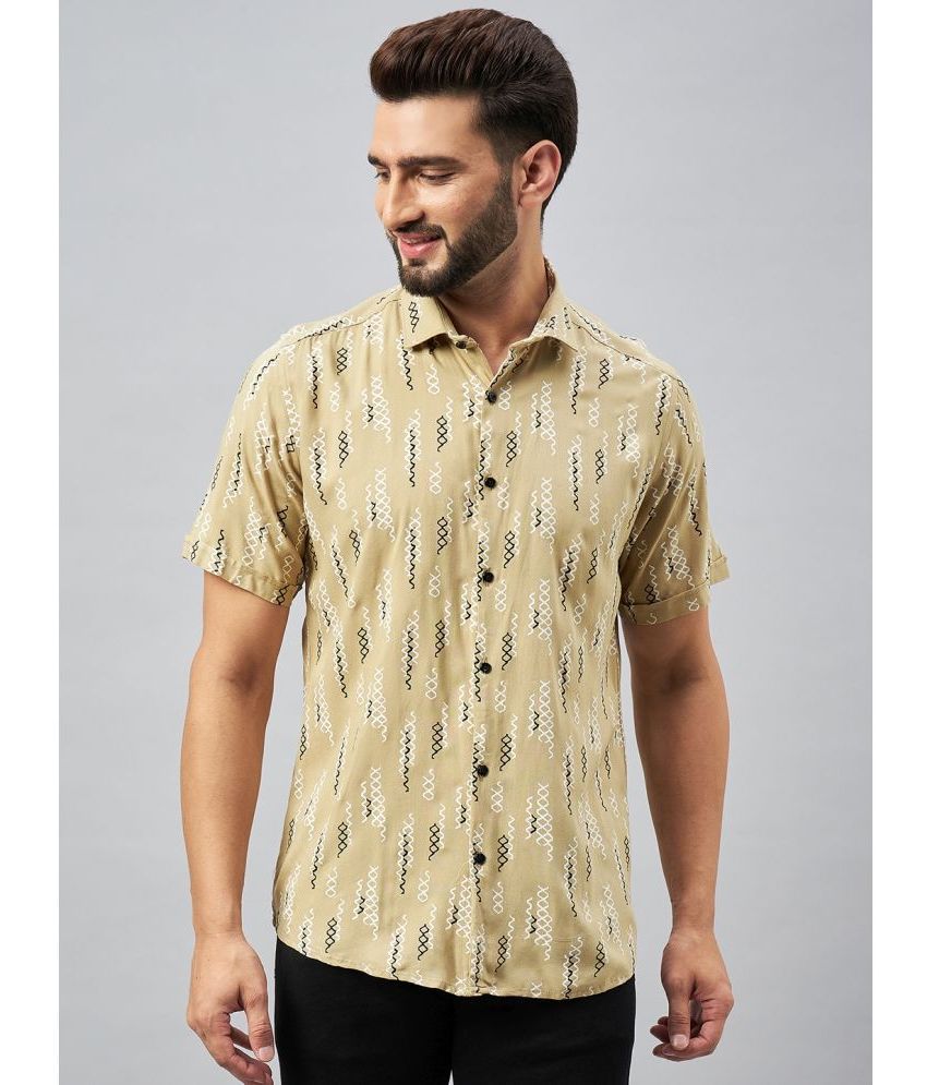     			KIBIT Rayon Regular Fit Printed Half Sleeves Men's Casual Shirt - Beige ( Pack of 1 )