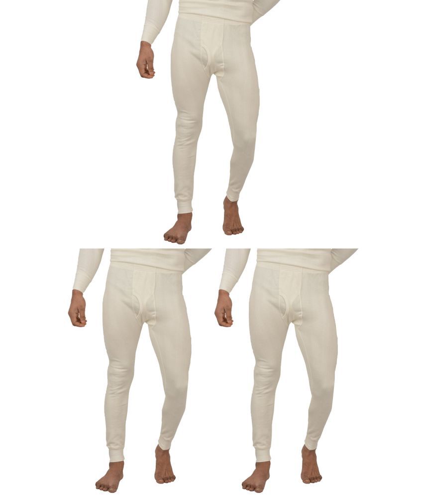     			Lux Inferno White Polyester Men's Thermal Bottoms ( Pack of 3 )