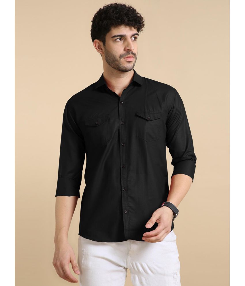     			P&V CREATIONS Cotton Blend Slim Fit Solids Full Sleeves Men's Casual Shirt - Black ( Pack of 1 )