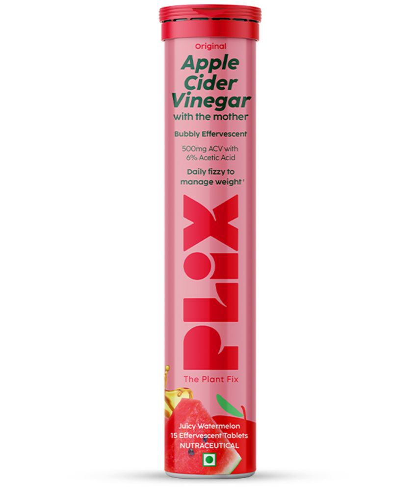     			Plix Apple Cider Vinegar 15 Effervescent Tablets Watermelon Flavour with Vitamin B12 (15 No)