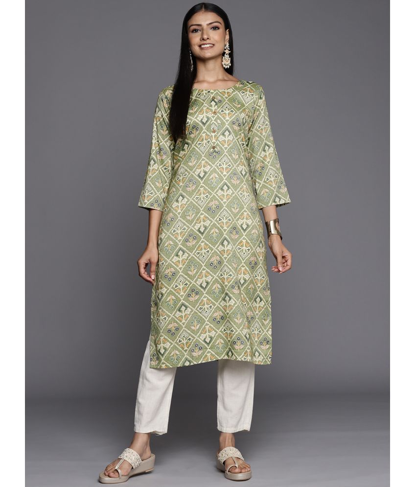     			Varanga Cotton Silk Printed Straight Women's Kurti - Green ( Pack of 1 )