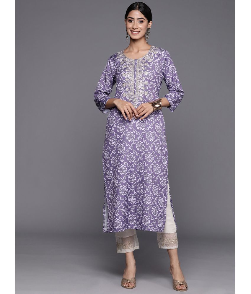     			Varanga Viscose Printed Straight Women's Kurti - Lavender ( Pack of 1 )