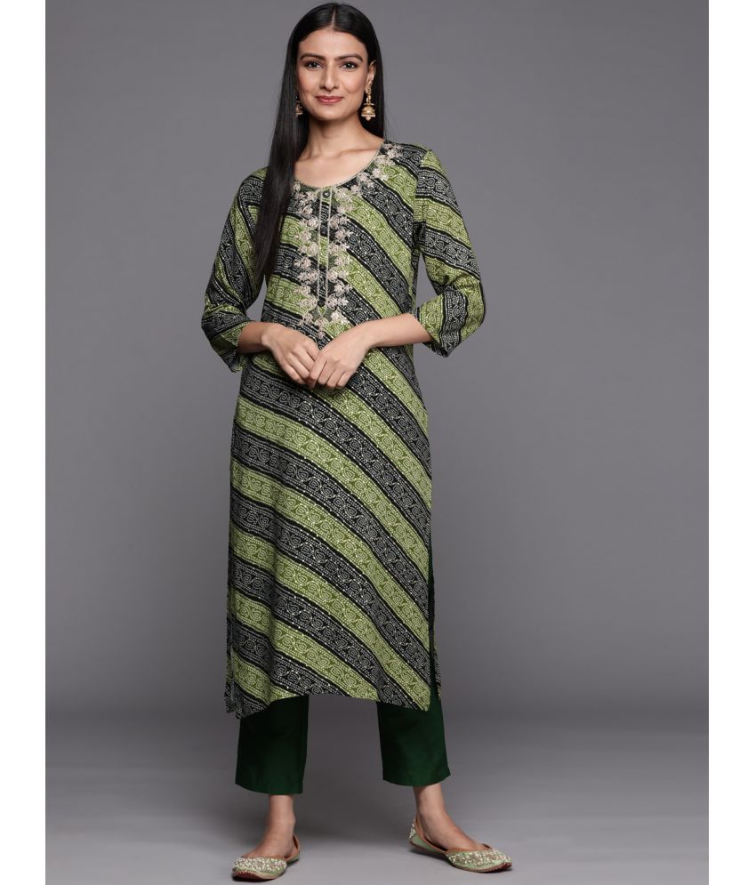     			Varanga Viscose Printed Straight Women's Kurti - Green ( Pack of 1 )