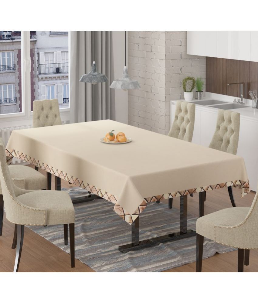     			WISEHOME Solid Velvet 6 Seater Rectangle Table Cover ( 228 x 152 ) cm Pack of 1 Cream