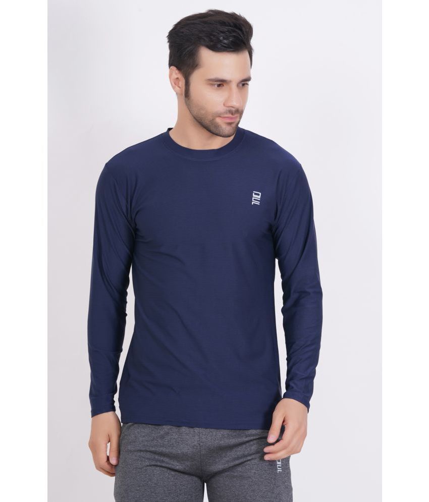     			DAFABFIT Polyester Slim Fit Printed Full Sleeves Men's T-Shirt - Navy ( Pack of 1 )