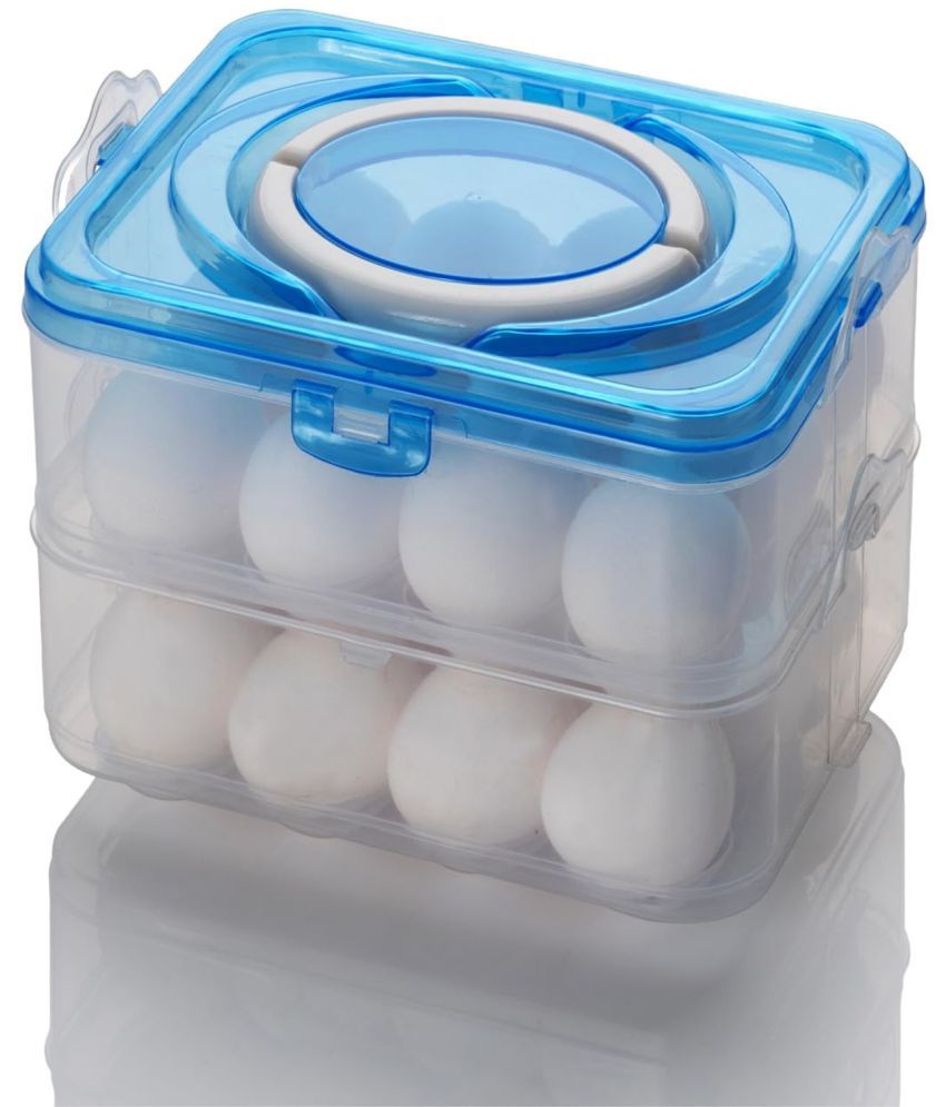     			Analog Kitchenware Plastic  Egg Storage Box - Egg Refrigerator Storage Tray Stackable/Plastic Egg Storage Containers for Fridge and Kitchen Egg Storage Basket With Carry Holder