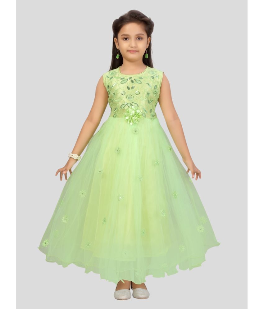     			Aarika Green Net Girls Gown ( Pack of 1 )