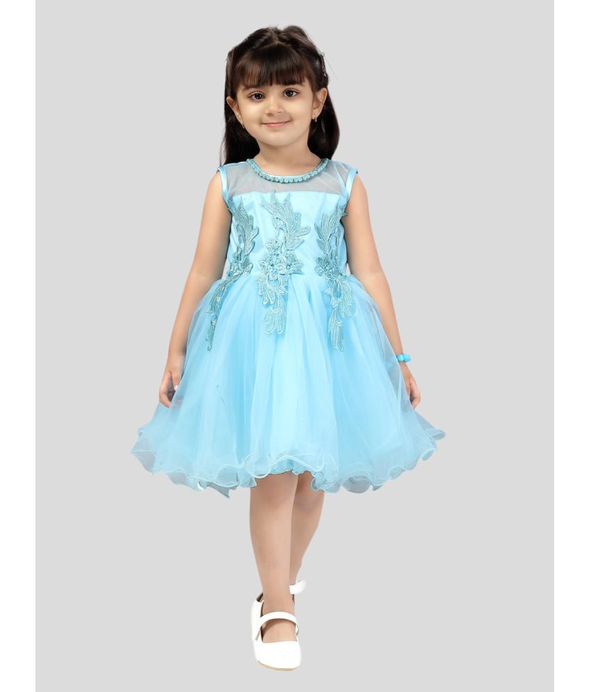     			Aarika Turquoise Net Girls Fit And Flare Dress ( Pack of 1 )