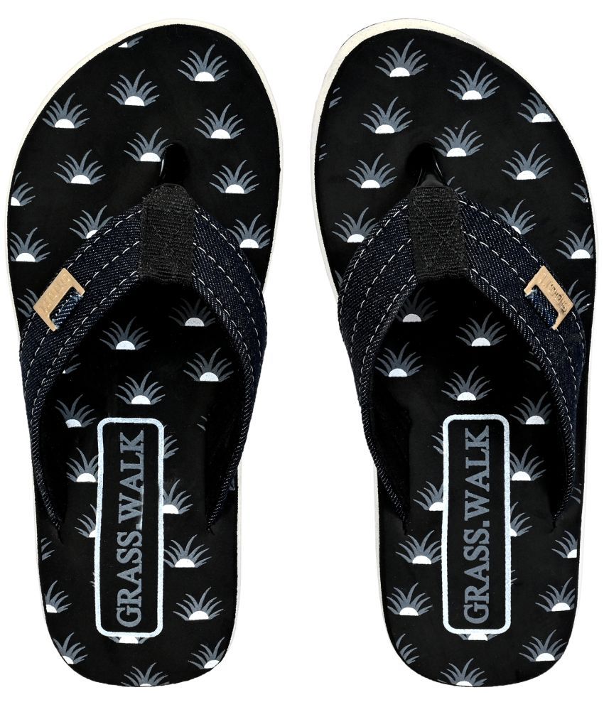     			GRASS WALK Black Men's Thong Flip Flop