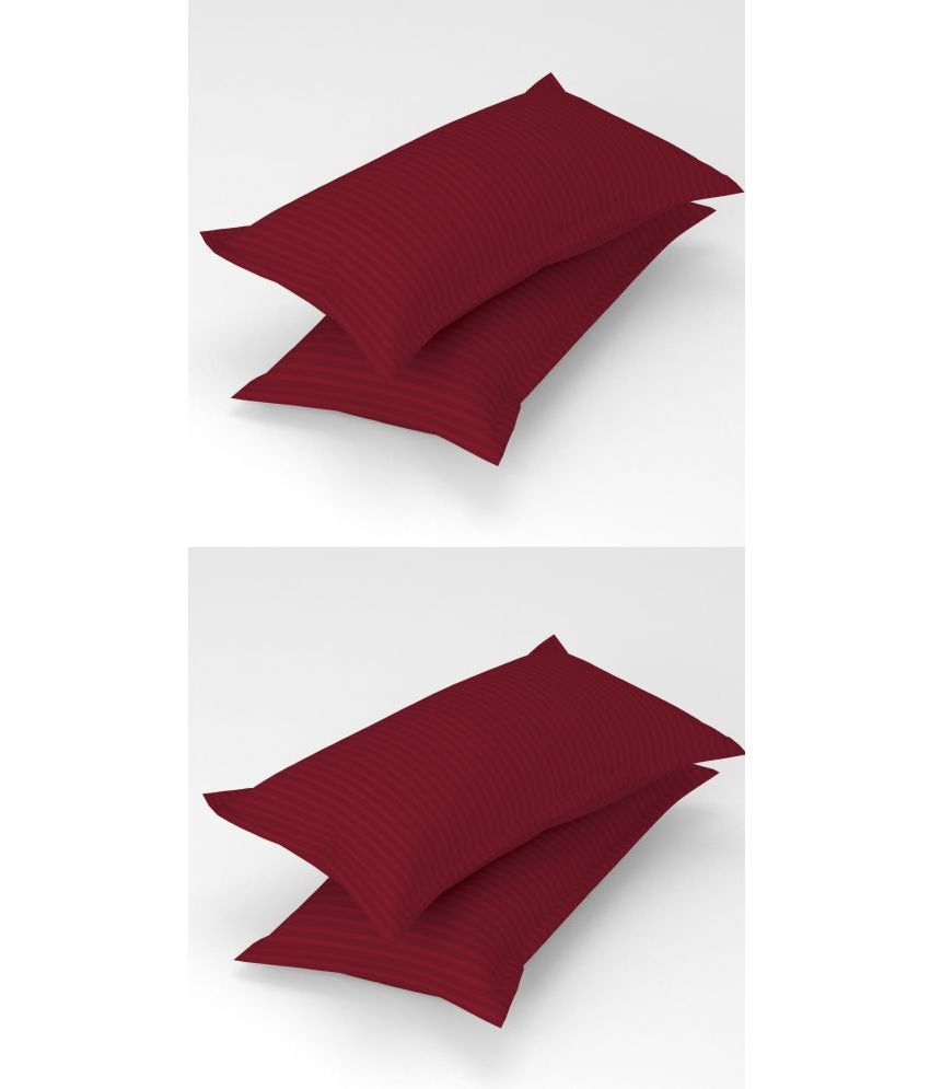     			Homefab India - Pack of 4 Microfiber Solid Standard Size Pillow Cover ( 66.04 cm(26) x 43.18 cm(17) ) - Maroon