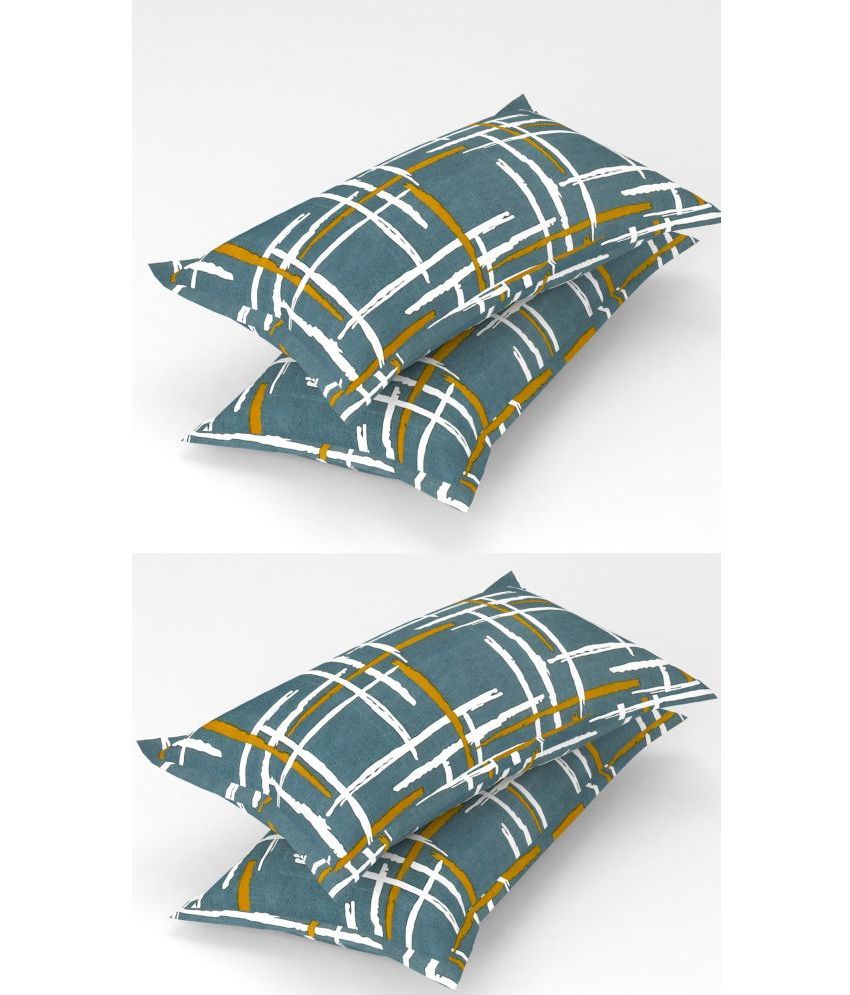     			Homefab India - Pack of 4 Microfiber Geometric Printed Standard Size Pillow Cover ( 66.04 cm(26) x 43.18 cm(17) ) - Green