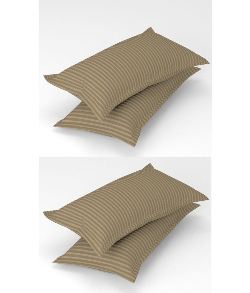     			Homefab India - Pack of 4 Microfiber Solid Standard Size Pillow Cover ( 66.04 cm(26) x 43.18 cm(17) ) - Beige