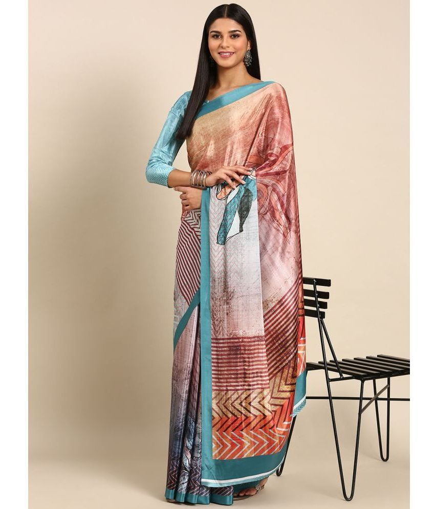     			Rekha Maniyar Crepe Printed Saree With Blouse Piece - Multicolor ( Pack of 1 )