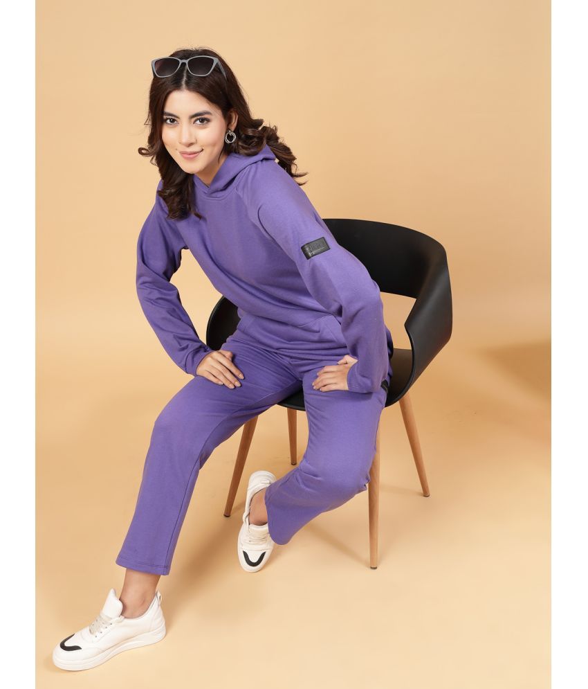     			Rigo Purple Fleece Solid Tracksuit - Pack of 1