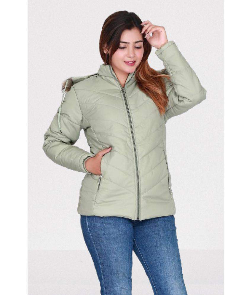     			SCOLLER - Polyester Blend Green Hooded Jackets