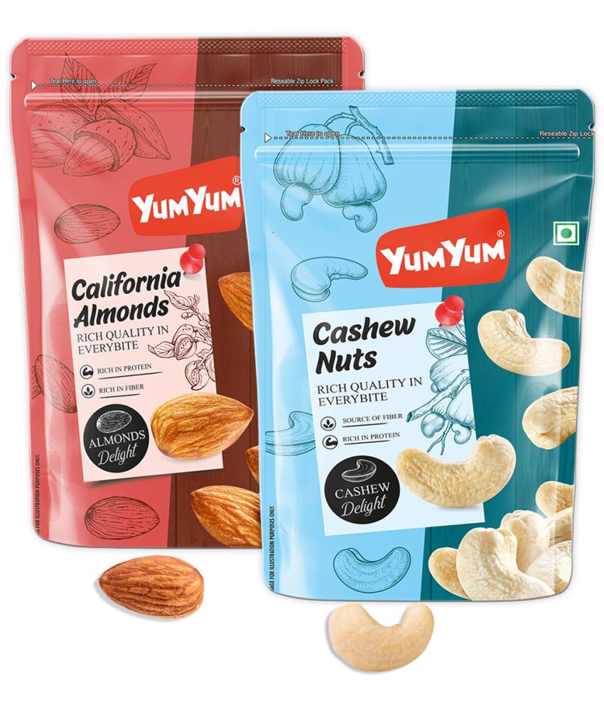     			YUM YUM 100% Natural California Almonds & Cashews 1kg Dry Fruits (500 g Each)
