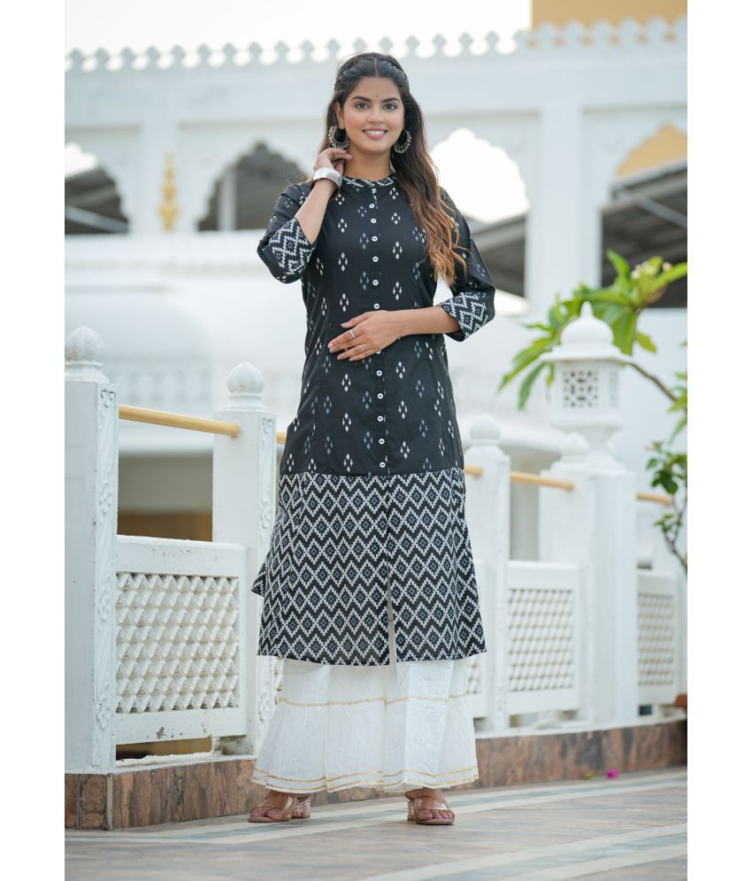     			Yash Gallery Cotton Printed A-line Women's Kurti - Black ( Pack of 1 )
