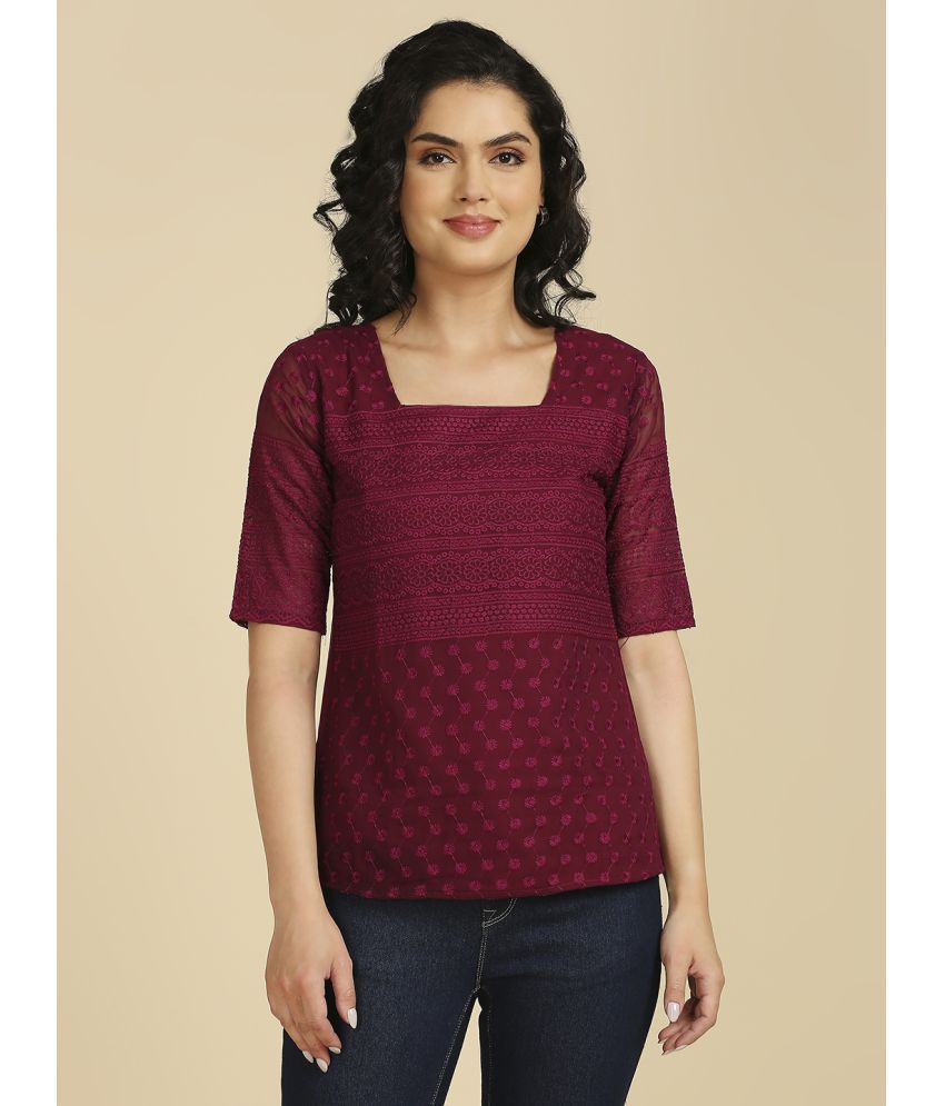     			gufrina Wine Georgette Women's Regular Top ( Pack of 1 )