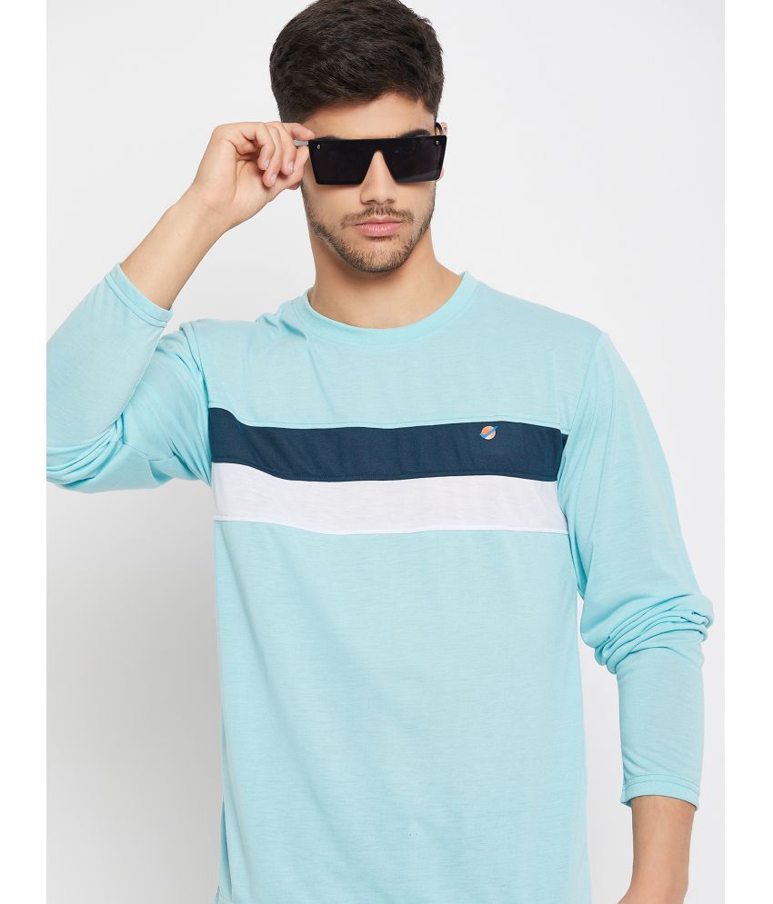     			Auxamis Cotton Blend Regular Fit Colorblock Full Sleeves Men's T-Shirt - Turquoise ( Pack of 1 )
