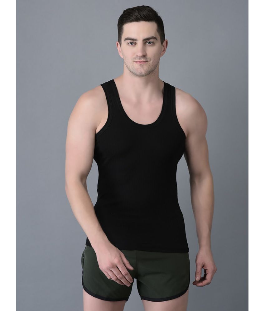     			Pack of 1 Dollar Bigboss Black Cotton Blend Men's Vest