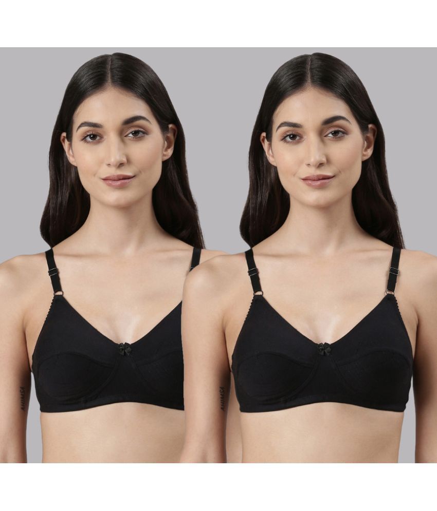     			Dollar Missy Pack of 2 Cotton Non Padded Women's Everyday Bra ( Black )