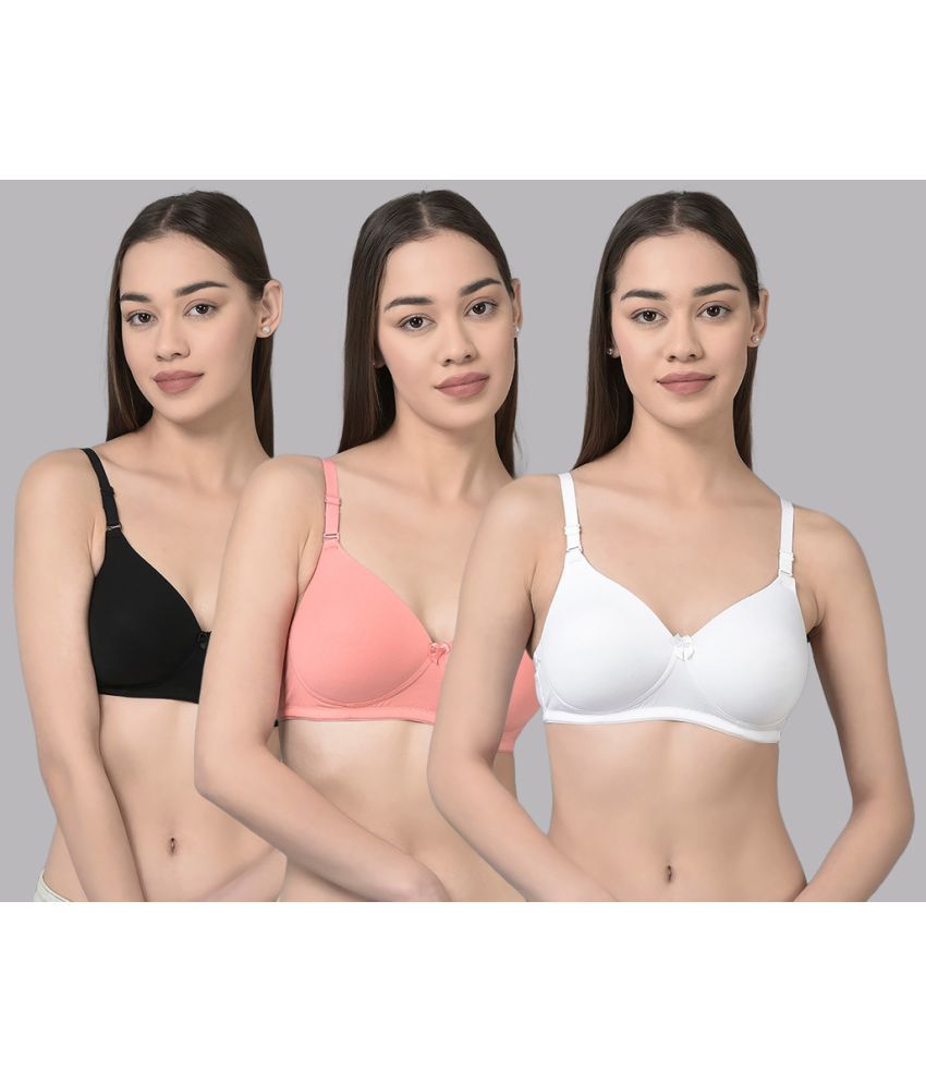     			Dollar Missy Pack of 3 Cotton Lightly Padded Women's T-Shirt Bra ( Multicolor )