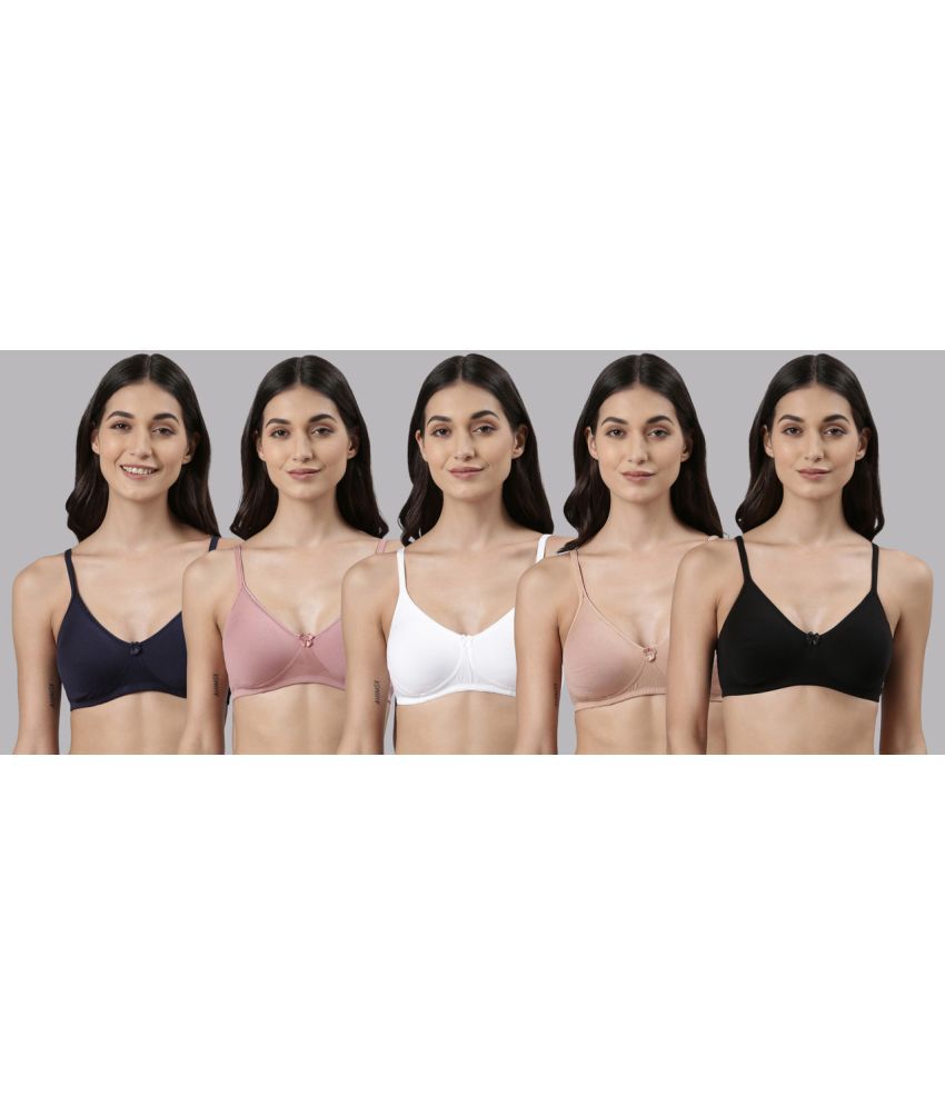     			Dollar Missy Multicolor Cotton Non Padded Women's T-Shirt Bra ( Pack of 5 )