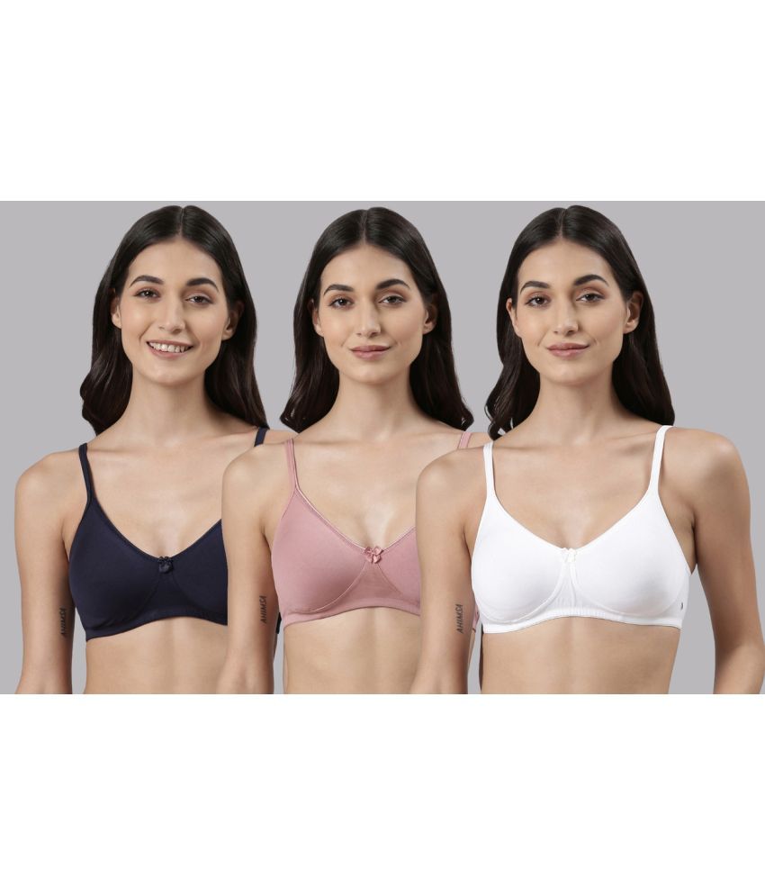     			Dollar Missy Pack of 3 Cotton Non Padded Women's T-Shirt Bra ( Multicolor )