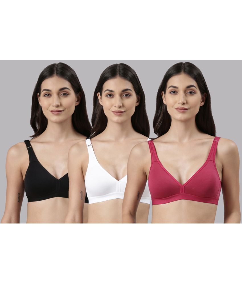     			Dollar Missy Pack of 3 Cotton Non Padded Women's Everyday Bra ( Multicolor )