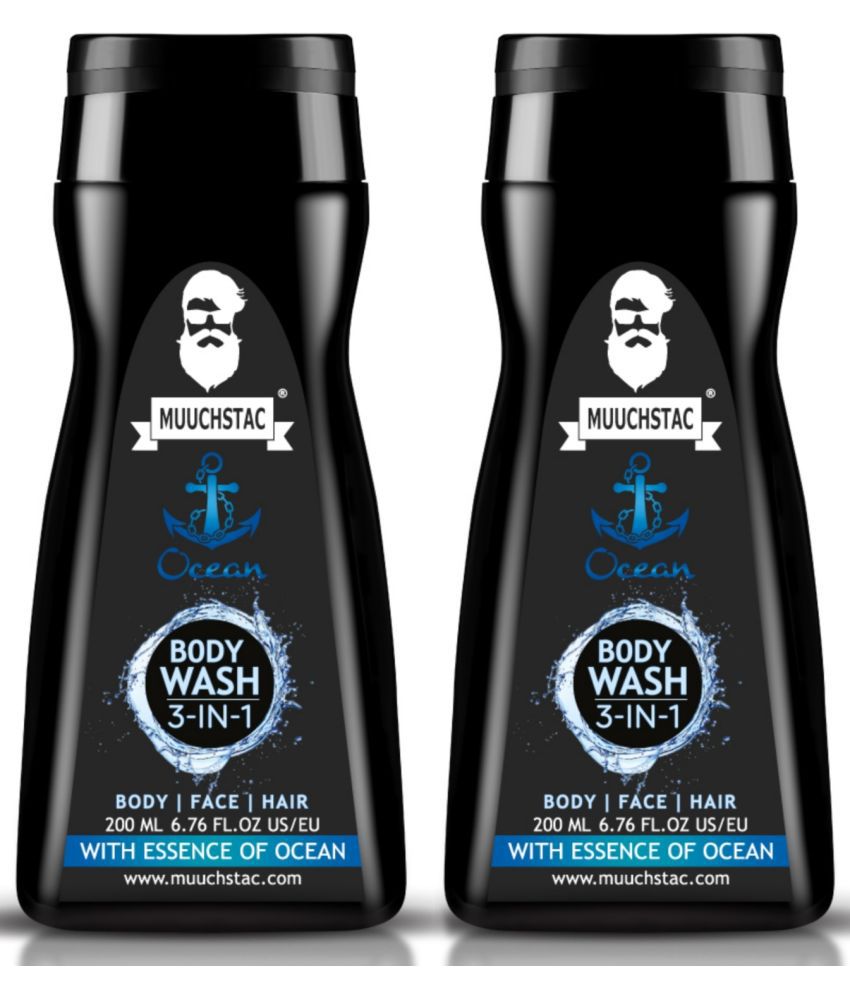     			Muuchstac Ocean 3 In 1 Body Wash for Men, Showergel for Body, Face & Hair Wash (200ml, Pack of 2)