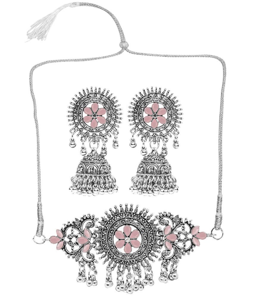     			Sunhari Jewels Pink German Necklace Set ( Pack of 1 )