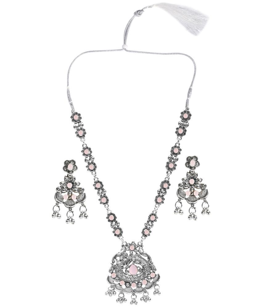     			Sunhari Jewels Pink German Necklace Set ( Pack of 1 )