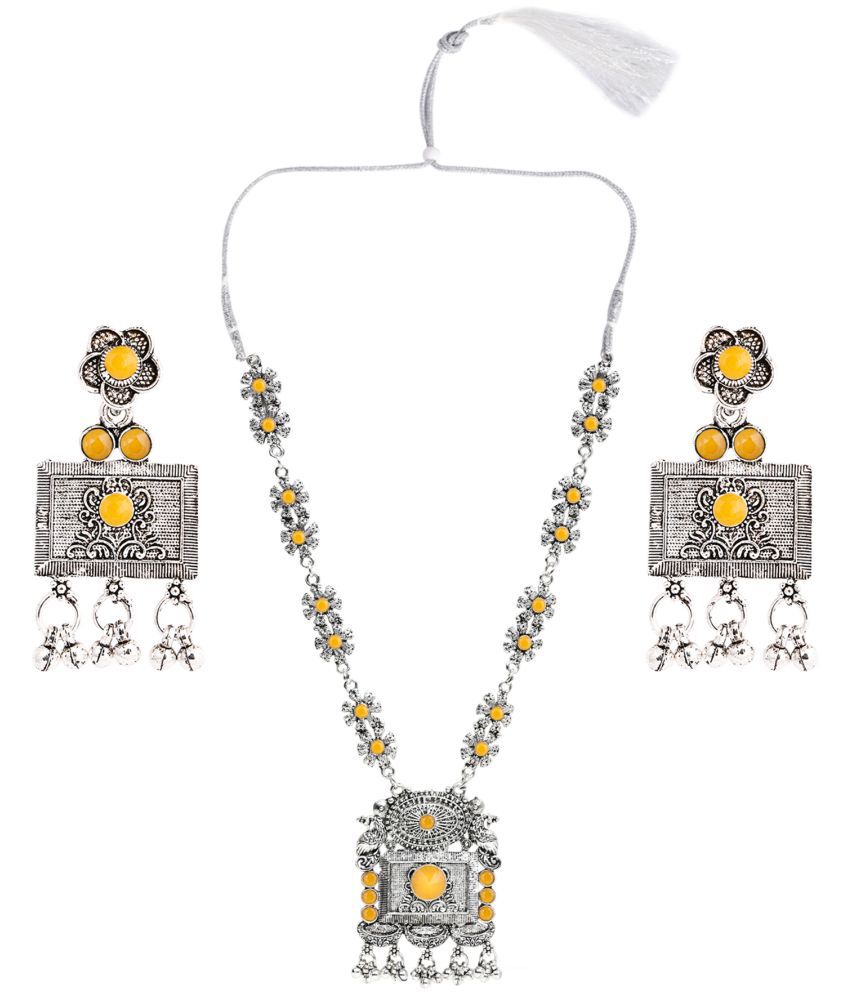     			Sunhari Jewels Yellow German Necklace Set ( Pack of 1 )