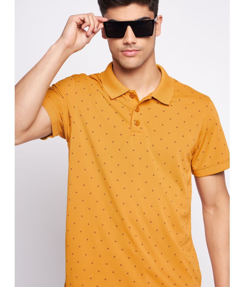     			Auxamis Cotton Blend Regular Fit Printed Half Sleeves Men's Polo T Shirt - Mustard ( Pack of 1 )