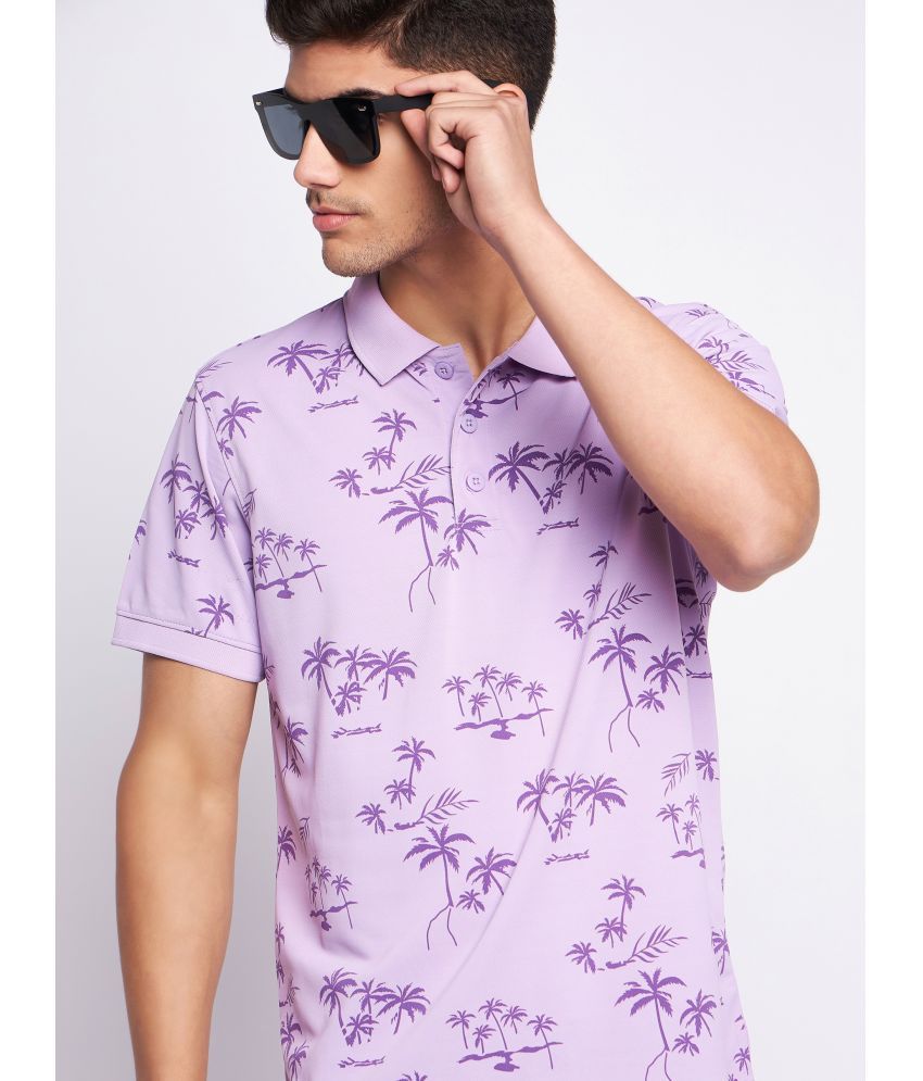     			Auxamis Cotton Blend Regular Fit Printed Half Sleeves Men's Polo T Shirt - Lavender ( Pack of 1 )