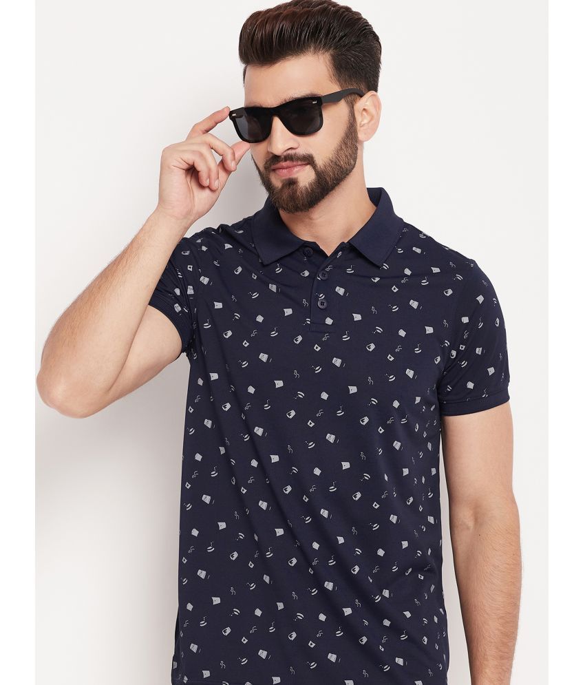     			Auxamis Cotton Blend Regular Fit Printed Half Sleeves Men's Polo T Shirt - Navy ( Pack of 1 )