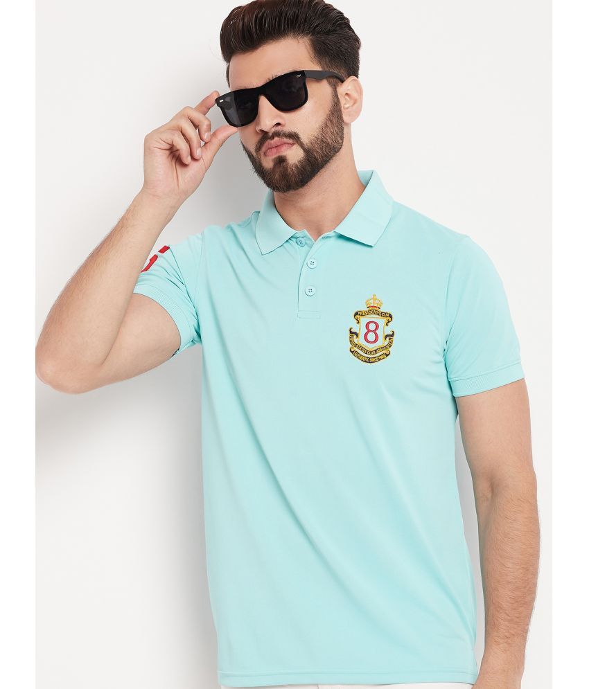     			Auxamis Cotton Blend Regular Fit Embroidered Half Sleeves Men's Polo T Shirt - Aqua ( Pack of 1 )