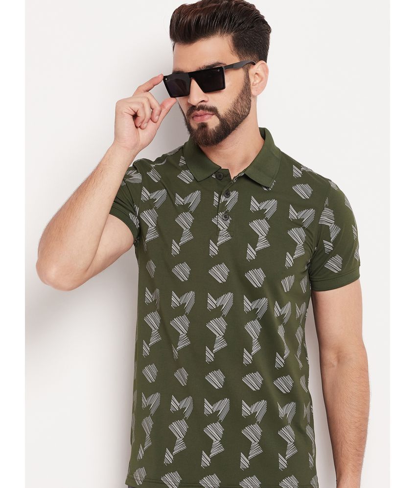     			Auxamis Cotton Blend Regular Fit Printed Half Sleeves Men's Polo T Shirt - Olive ( Pack of 1 )