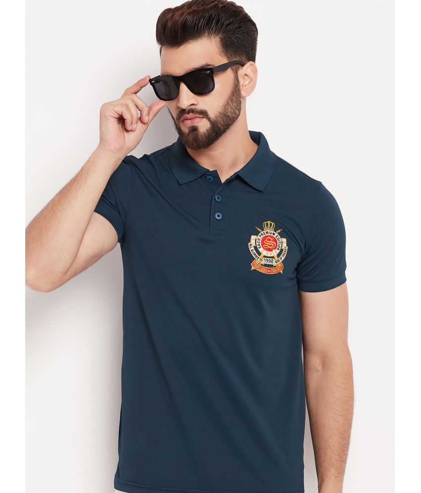     			Auxamis Cotton Blend Regular Fit Embroidered Half Sleeves Men's Polo T Shirt - Navy ( Pack of 1 )