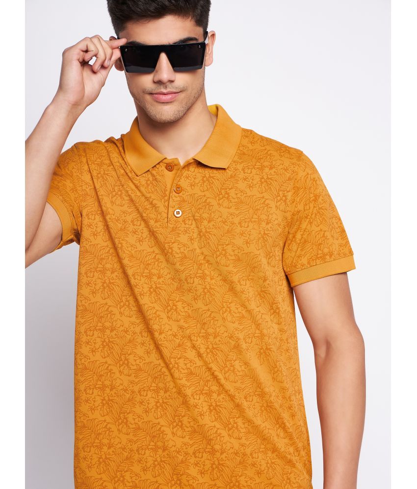     			Auxamis Pack of 1 Cotton Blend Regular Fit Printed Half Sleeves Men's Polo T Shirt ( Mustard )