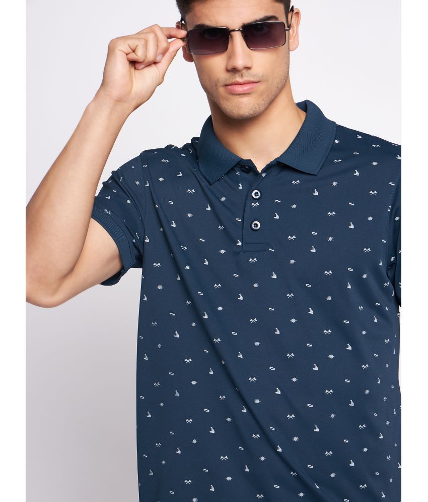     			Auxamis Cotton Blend Regular Fit Printed Half Sleeves Men's Polo T Shirt - Navy ( Pack of 1 )