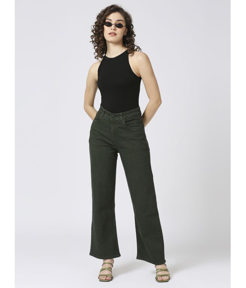     			CEFALU - Green Denim Wide Leg Women's Jeans ( Pack of 1 )