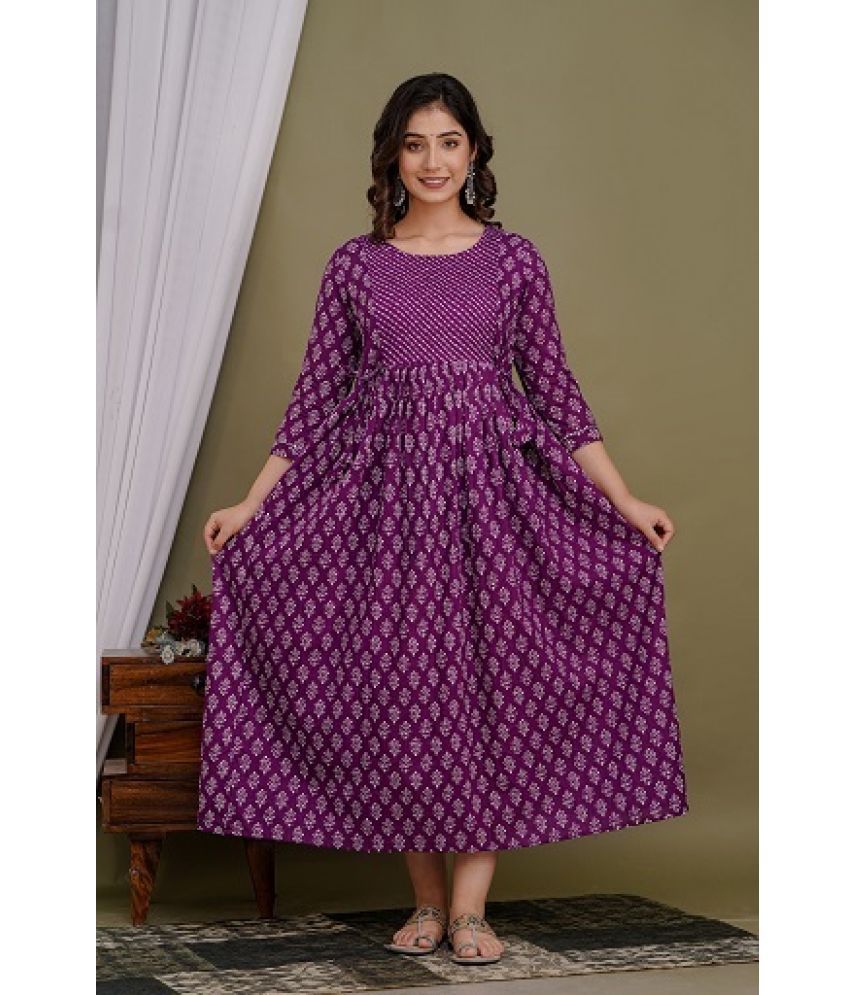     			Nevisha Style Purple Cotton Maternity Kurta