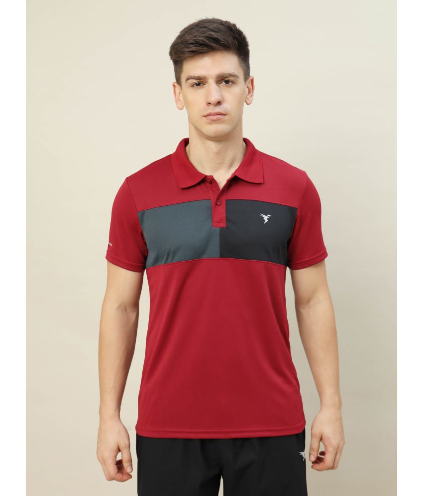     			Technosport Red Polyester Slim Fit Men's Sports Polo T-Shirt ( Pack of 1 )