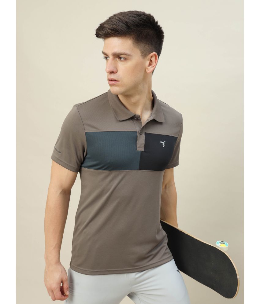     			Technosport Stone Grey Polyester Slim Fit Men's Sports Polo T-Shirt ( Pack of 1 )